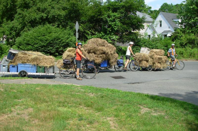 Hauling hay.