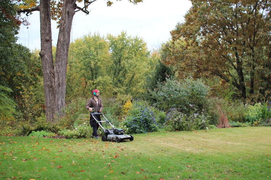 Mowing with an electric mower