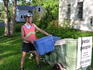 Ruthy unloading the trailer